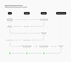 A flow diagram explaining how openai agentic commerce works.